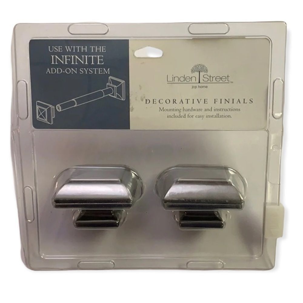 Linden Street Decorative Finials 2 End PC‎ Nickel Infinite Add-On System Modern